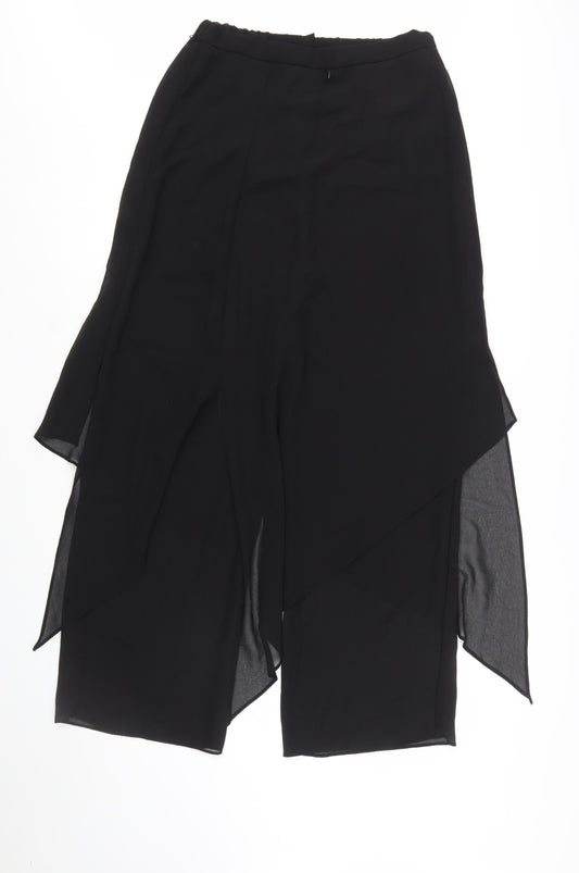 Jump Apparel Womens Black Size 10 Asymmetric Midi Chiffon Skirt
