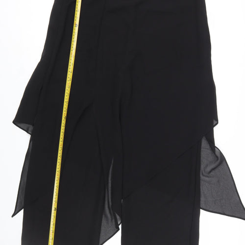 Jump Apparel Womens Black Size 10 Asymmetric Midi Chiffon Skirt