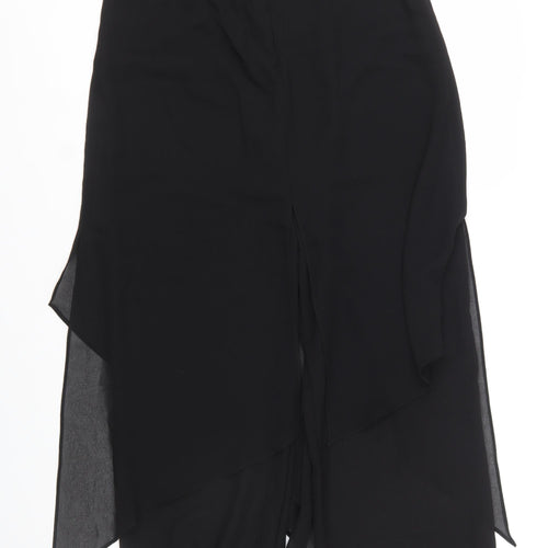 Jump Apparel Womens Black Size 10 Asymmetric Midi Chiffon Skirt