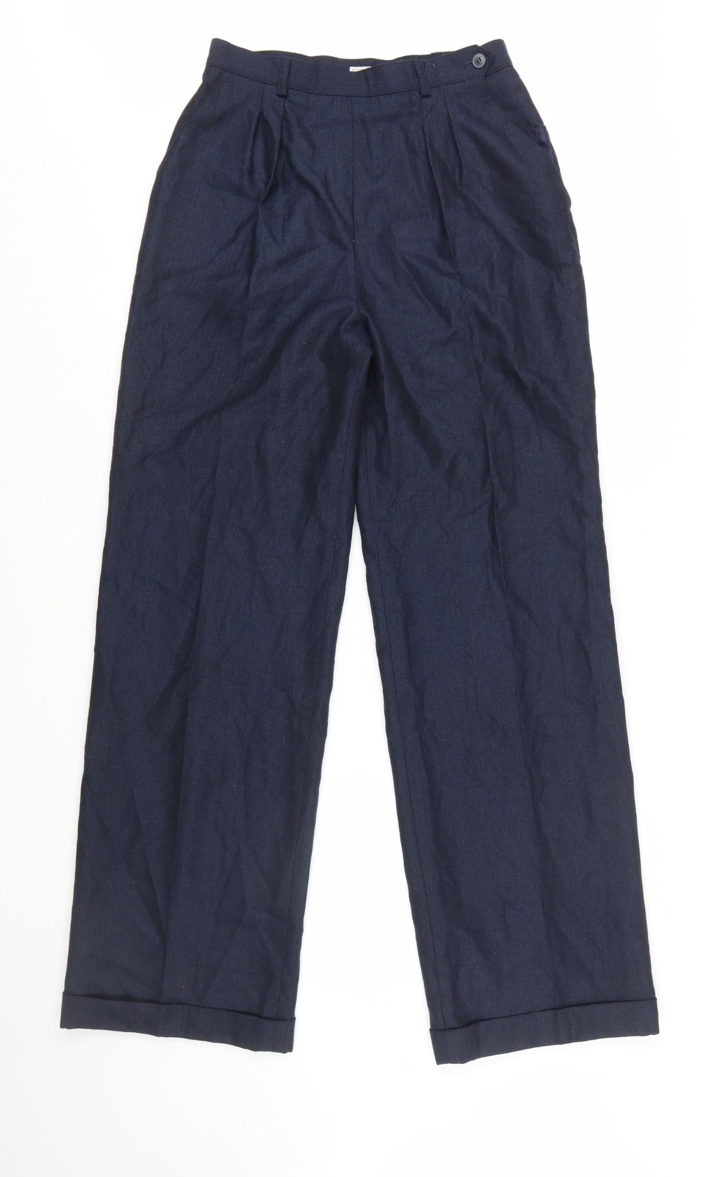 Jones New York Women's Blue Wool Pleated High-Rise Trousers Size 10