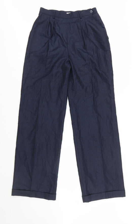 Jones New York Women's Blue Wool Pleated High-Rise Trousers Size 10