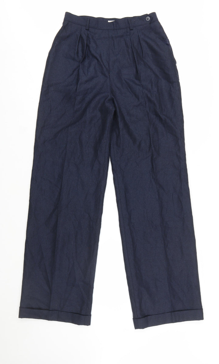 Jones New York Women's Blue Wool Pleated High-Rise Trousers Size 10