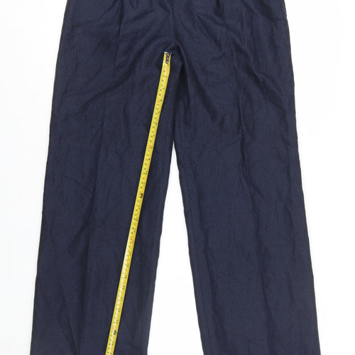 Jones New York Women's Blue Wool Pleated High-Rise Trousers Size 10