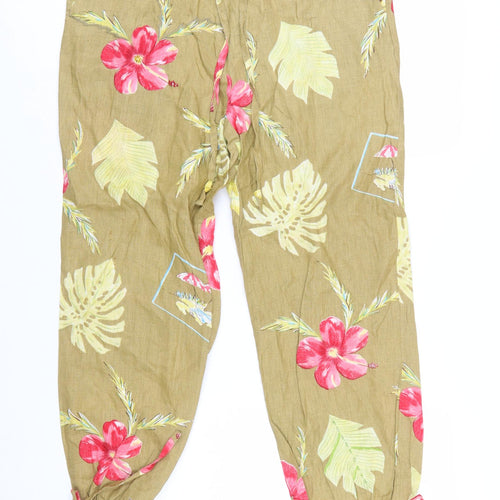John Paul Richard Women’s Brown Floral Linen Cropped Trousers Size S
