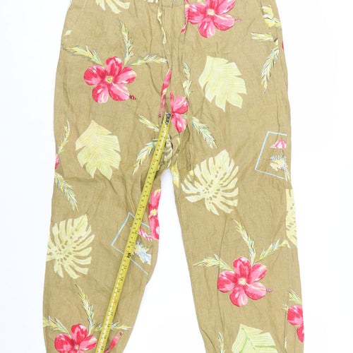 John Paul Richard Women’s Brown Floral Linen Cropped Trousers Size S