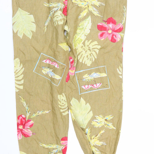John Paul Richard Women’s Brown Floral Linen Cropped Trousers Size S