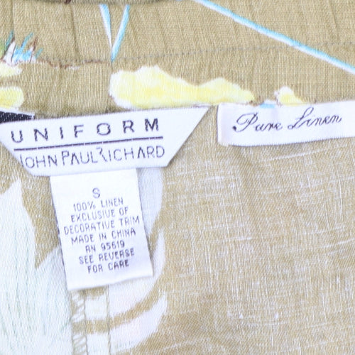 John Paul Richard Women’s Brown Floral Linen Cropped Trousers Size S