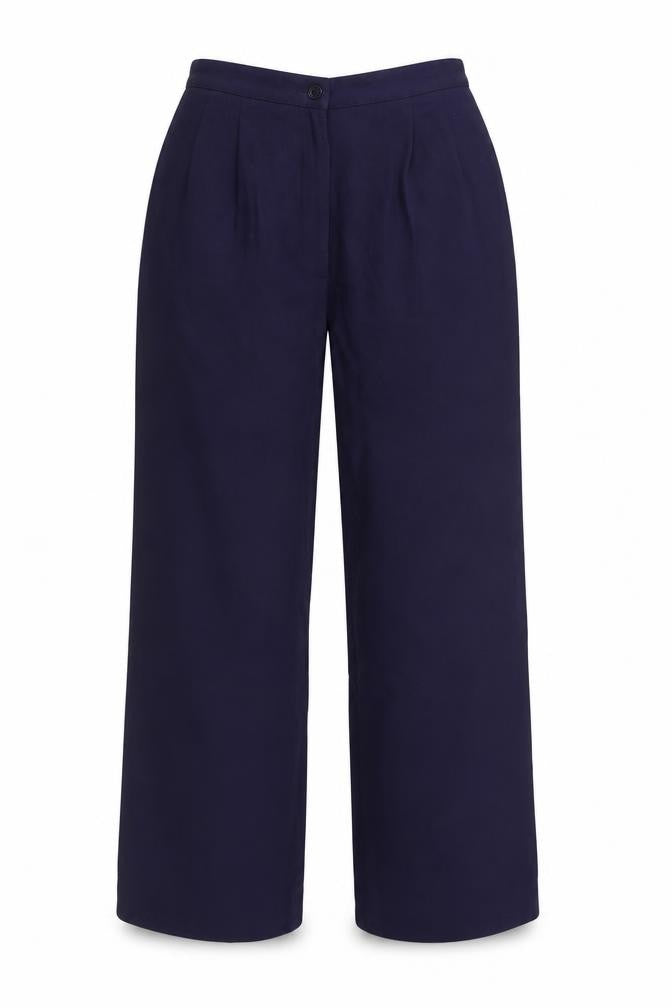 Front view of Kasper Women's Blue Petite 6P Pleated Dress Pants