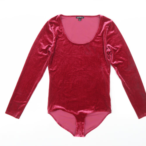 J.Crew Mercantile Womens Red Velvet Long Sleeve Bodysuit M