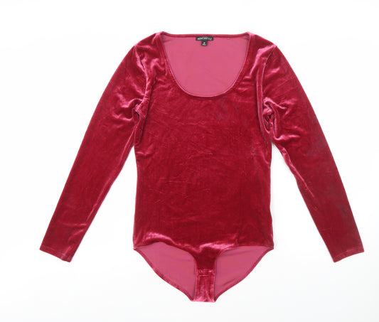 J.Crew Mercantile Womens Red Velvet Long Sleeve Bodysuit M