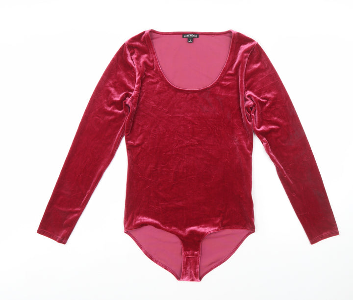 J.Crew Mercantile Womens Red Velvet Long Sleeve Bodysuit M