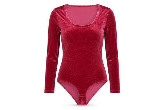 J.Crew Mercantile Womens Red Velvet Long Sleeve Bodysuit M