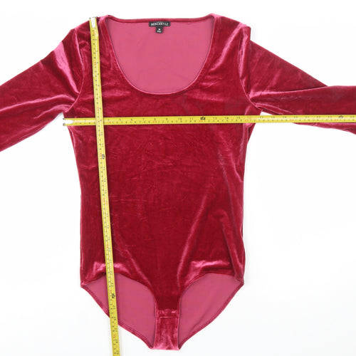 J.Crew Mercantile Womens Red Velvet Long Sleeve Bodysuit M