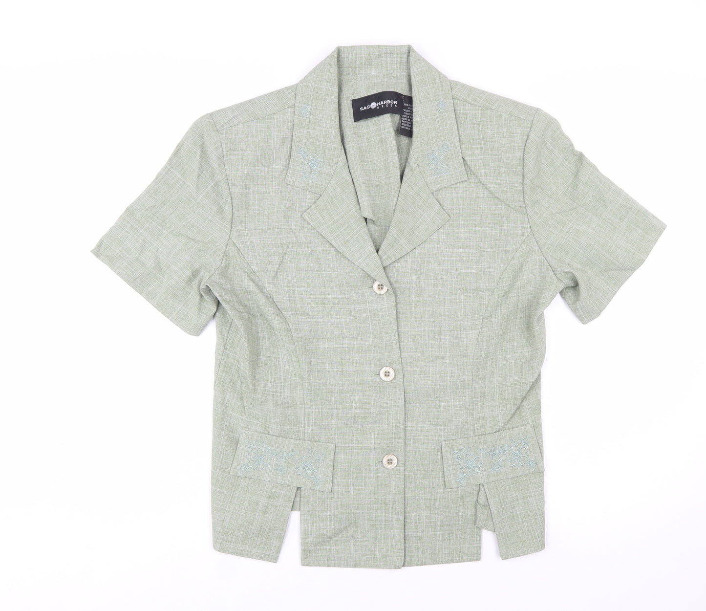 Sag Harbor Women’s Green Short Sleeve Blazer Size 12 Classic Fit