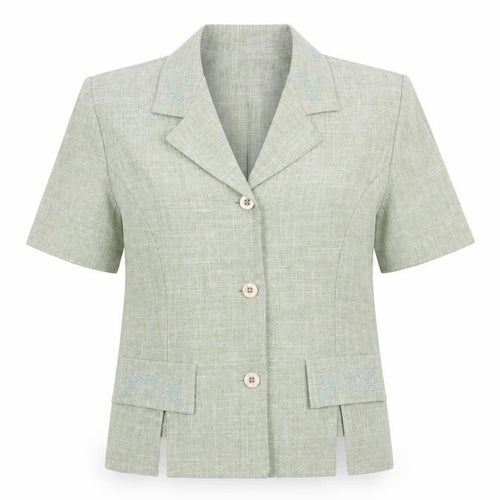 Sag Harbor Women’s Green Short Sleeve Blazer Size 12 Classic Fit