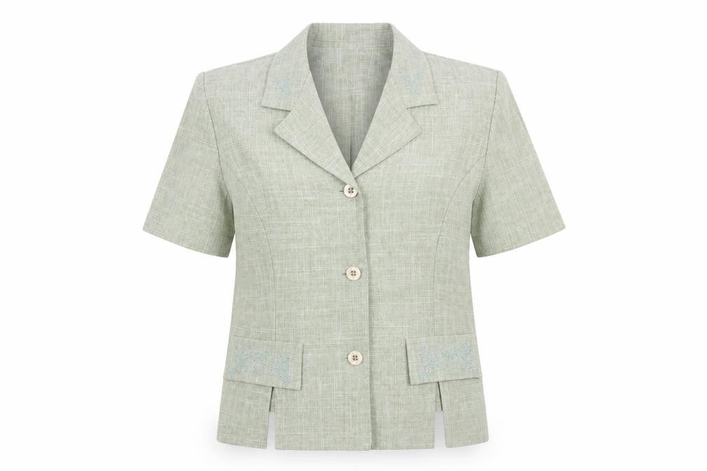 Sag Harbor Women’s Green Short Sleeve Blazer Size 12 Classic Fit