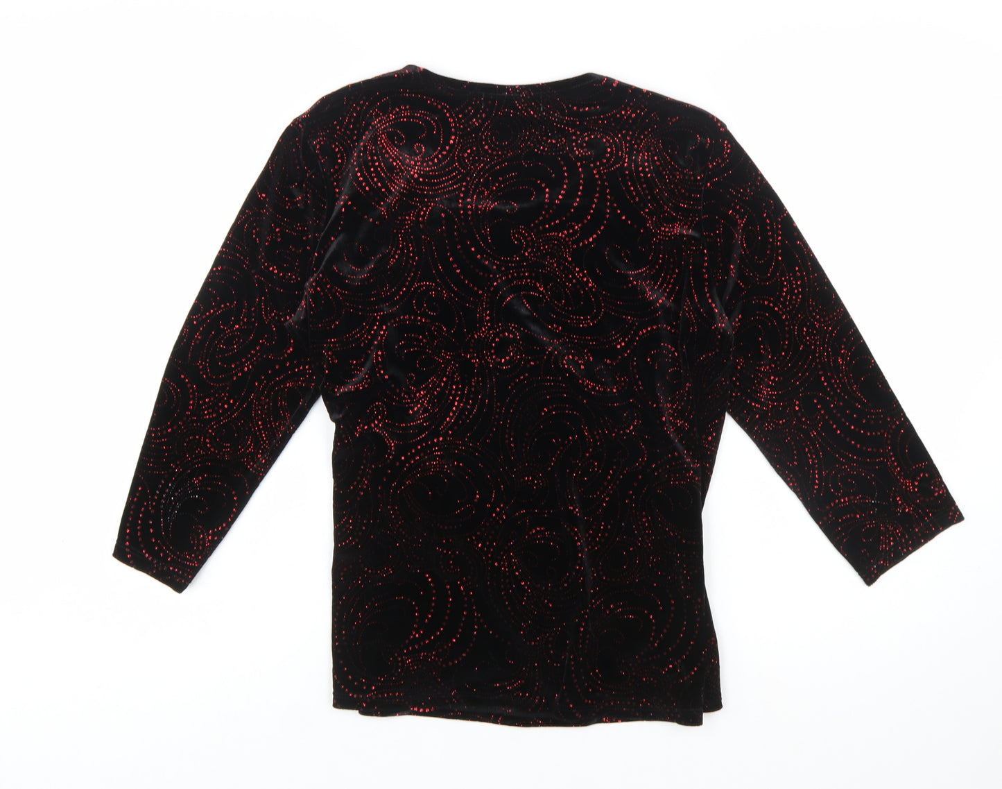 Notations Women's Black Velvet Wrap Blouse L Beaded Party Top