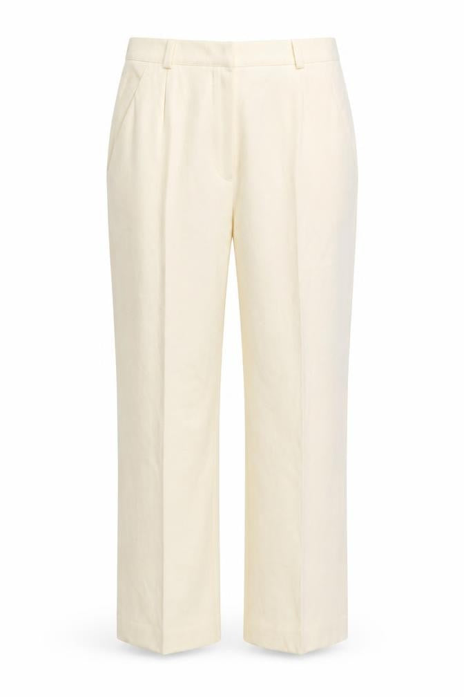 Personal Women’s Ivory Wool Blend Pleated High Rise Trousers Size 14