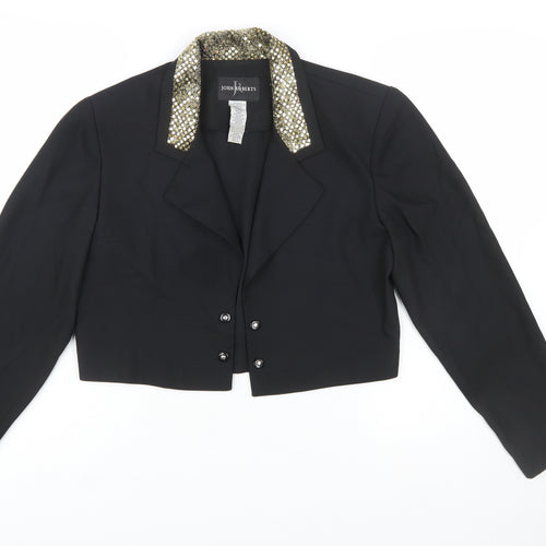 John Roberts Women's Black Cropped Suit Jacket Gold Trim Size 10