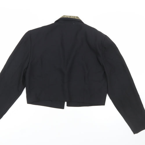 John Roberts Women's Black Cropped Suit Jacket Gold Trim Size 10