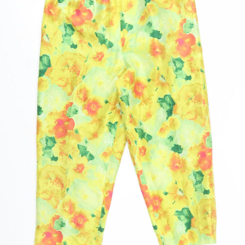Hervé Benard Women’s Multicoloured Floral Silk Cropped Trousers Size 10