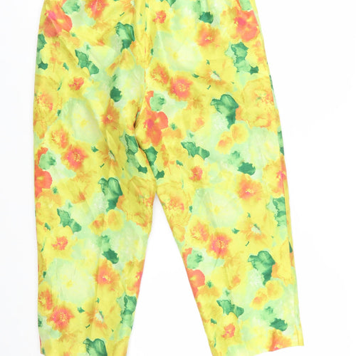 Hervé Benard Women’s Multicoloured Floral Silk Cropped Trousers Size 10