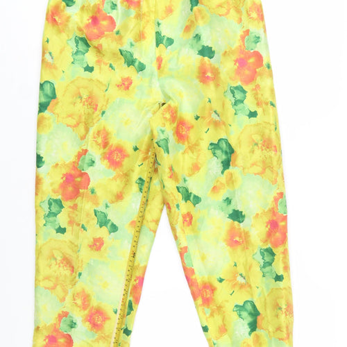 Hervé Benard Women’s Multicoloured Floral Silk Cropped Trousers Size 10