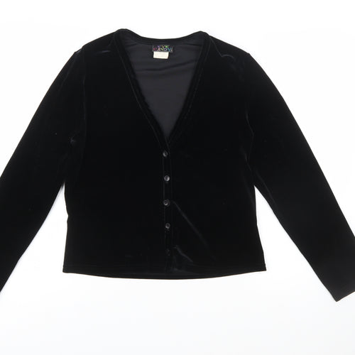 Eye Candy Women's Black Velvet Button-Up Top Long Sleeve Size L