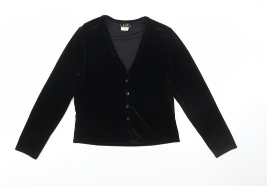 Eye Candy Women's Black Velvet Button-Up Top Long Sleeve Size L