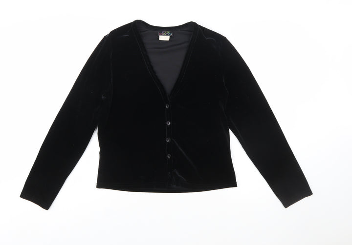 Eye Candy Women's Black Velvet Button-Up Top Long Sleeve Size L