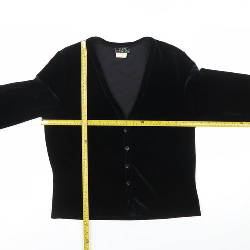 Eye Candy Women's Black Velvet Button-Up Top Long Sleeve Size L