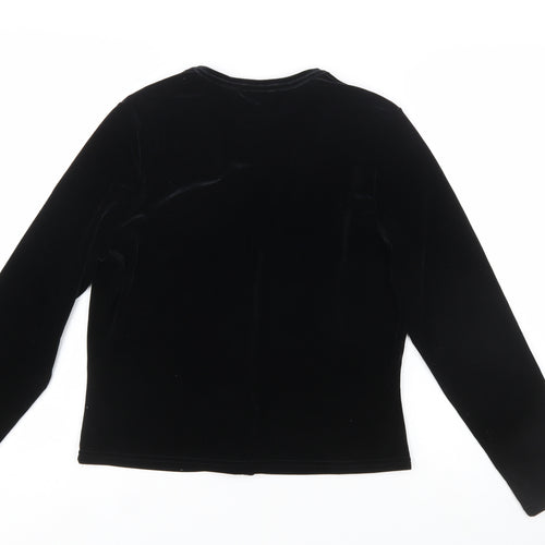 Eye Candy Women's Black Velvet Button-Up Top Long Sleeve Size L