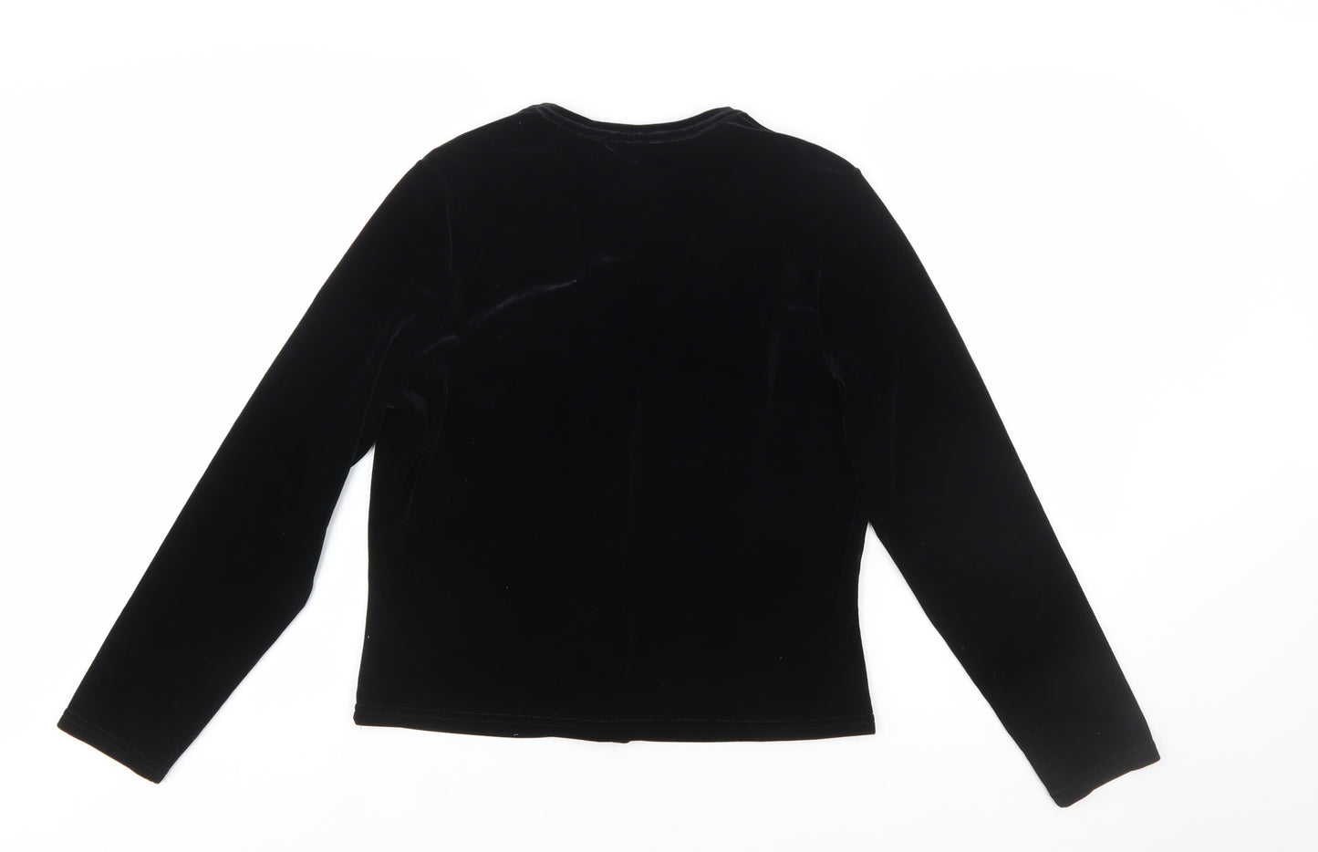 Eye Candy Women's Black Velvet Button-Up Top Long Sleeve Size L