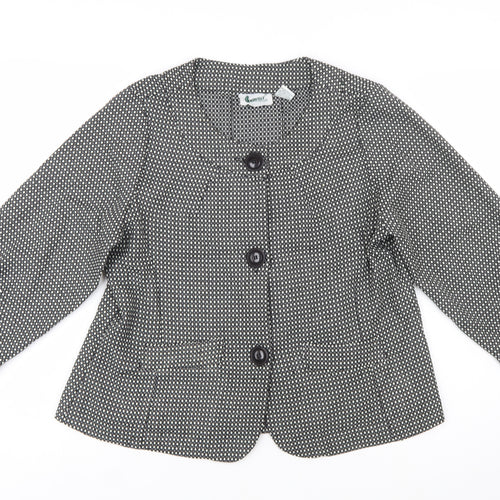 Joanna Womens Black White Check Blazer Jacket Size L Polyester