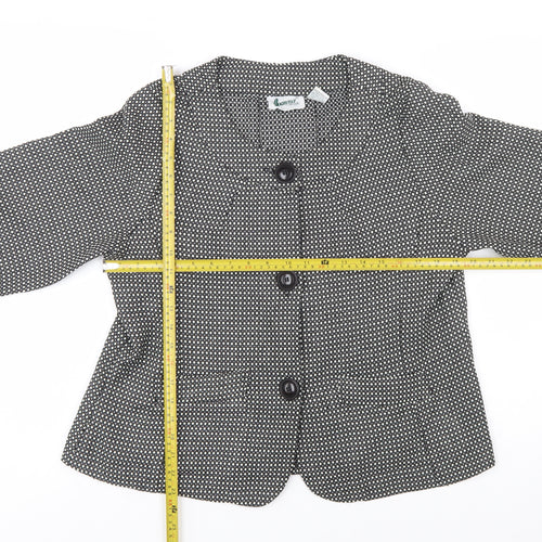 Joanna Womens Black White Check Blazer Jacket Size L Polyester