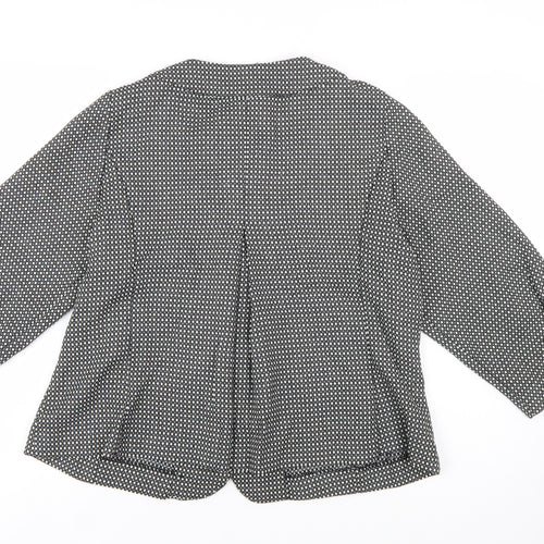 Joanna Womens Black White Check Blazer Jacket Size L Polyester