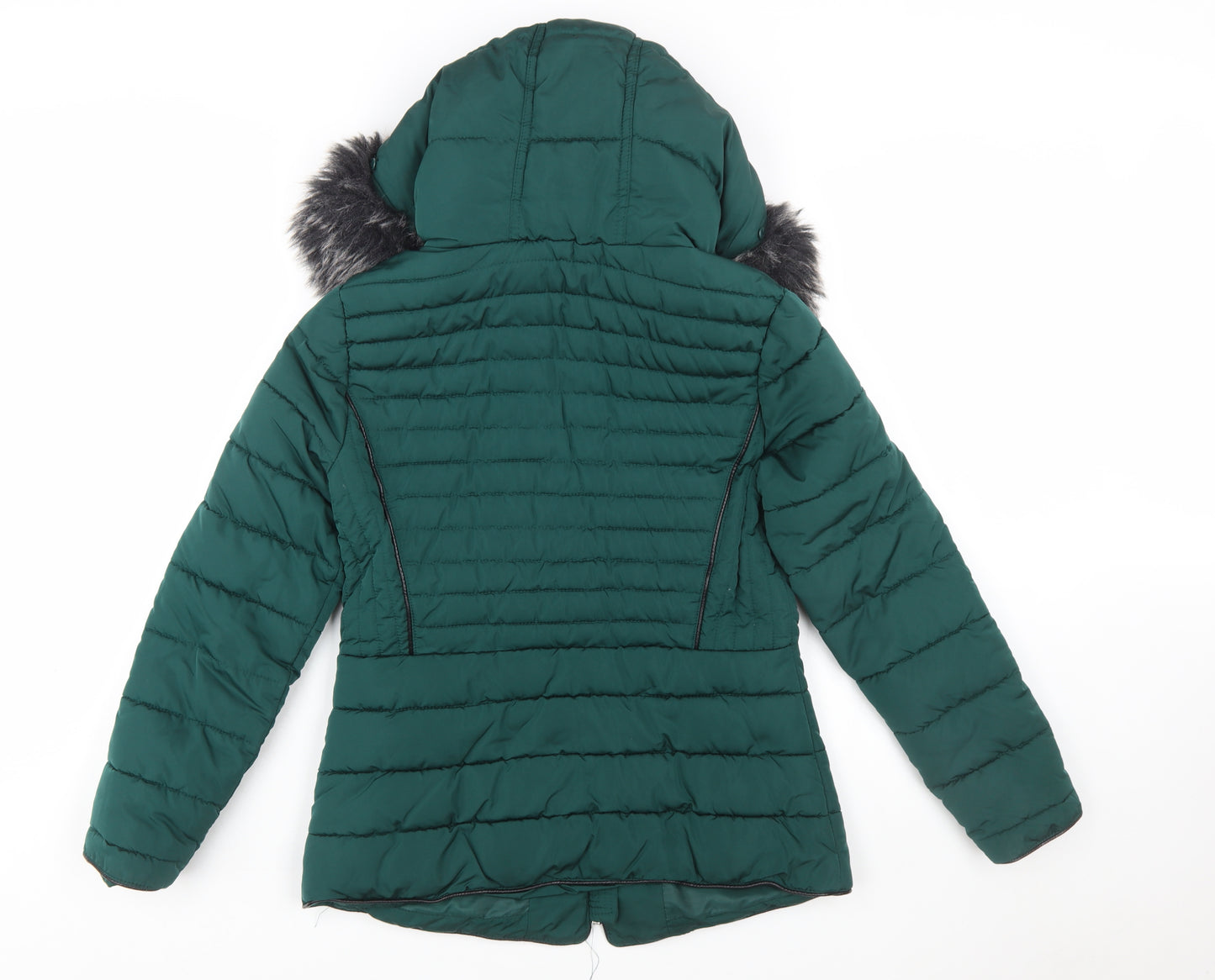 New Look Women’s Green Faux Fur Trim Puffer Jacket Size 10