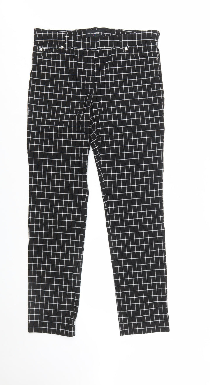 Sharagano Women's Black Check Tapered Trousers Size 10