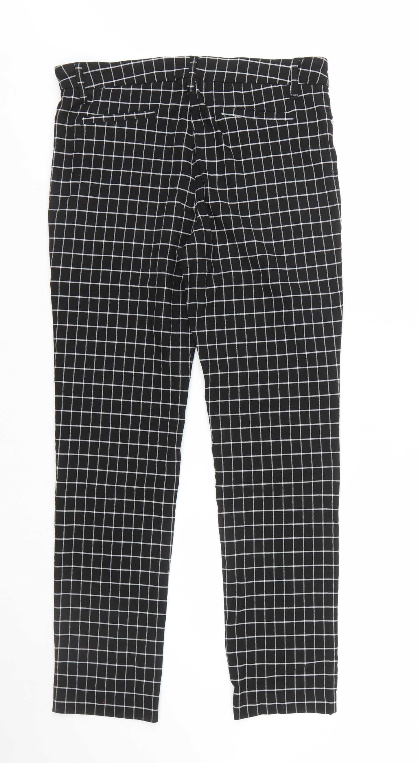 Sharagano Women's Black Check Tapered Trousers Size 10