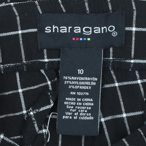 Sharagano Women's Black Check Tapered Trousers Size 10