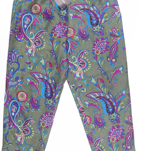 Worthington Women’s Green Paisley Silk Cropped Trousers Size 10