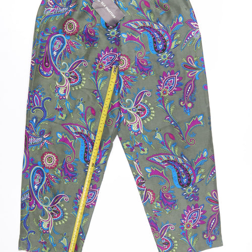 Worthington Women’s Green Paisley Silk Cropped Trousers Size 10
