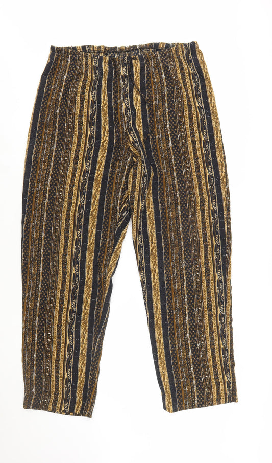 Jessica Womens Brown Black Striped Relaxed Trousers Size L Polyester