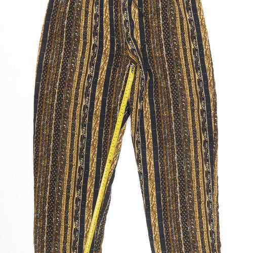 Jessica Womens Brown Black Striped Relaxed Trousers Size L Polyester