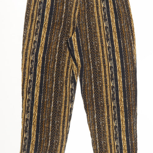 Jessica Womens Brown Black Striped Relaxed Trousers Size L Polyester