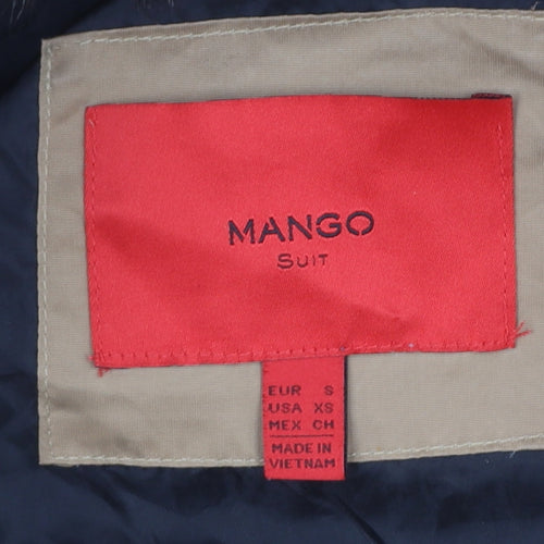 Mango Women Beige Belted Hooded Long Puffer Coat Size S