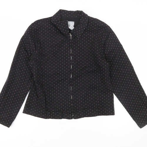 FDJ French Dressing Women's Black Cotton Blend Zip Jacket Size 12