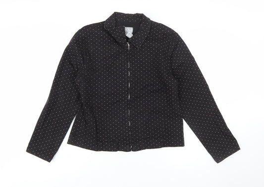 FDJ French Dressing Women's Black Cotton Blend Zip Jacket Size 12