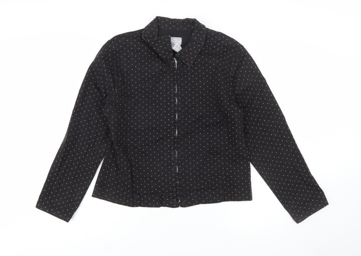 FDJ French Dressing Women's Black Cotton Blend Zip Jacket Size 12