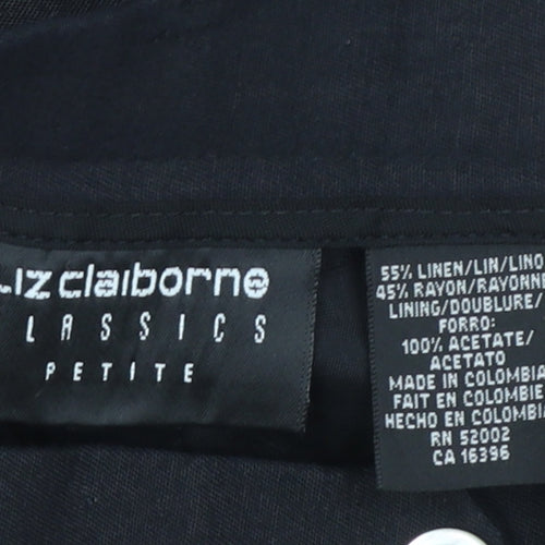 Liz Claiborne Women’s Black Linen Petite 10 Pleated Trousers